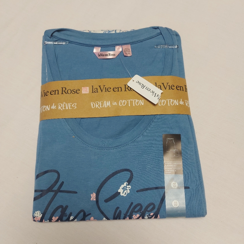 NWT La Vie En Rose Pajama 2 pc. Set, Boxer + Camisole, XS